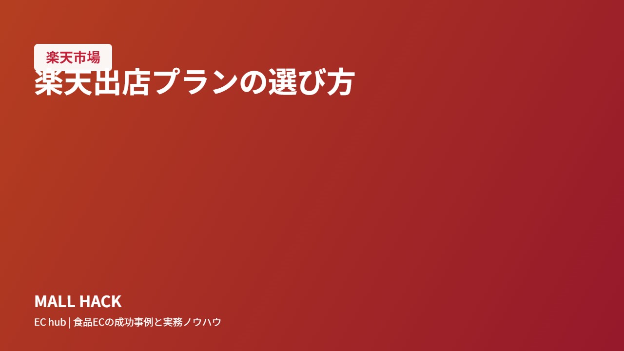 楽天出店プランの選び方